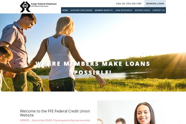 Websites for banks and credit unions.
